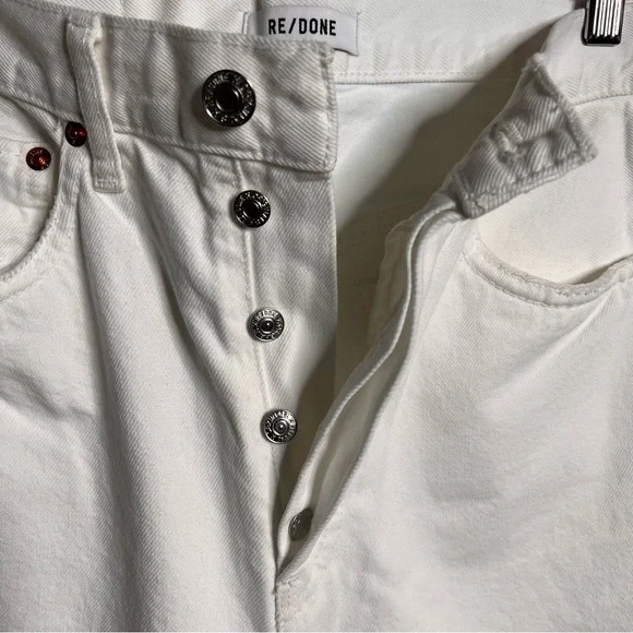Re/Done 90’s High Rise Loose in White With Rips